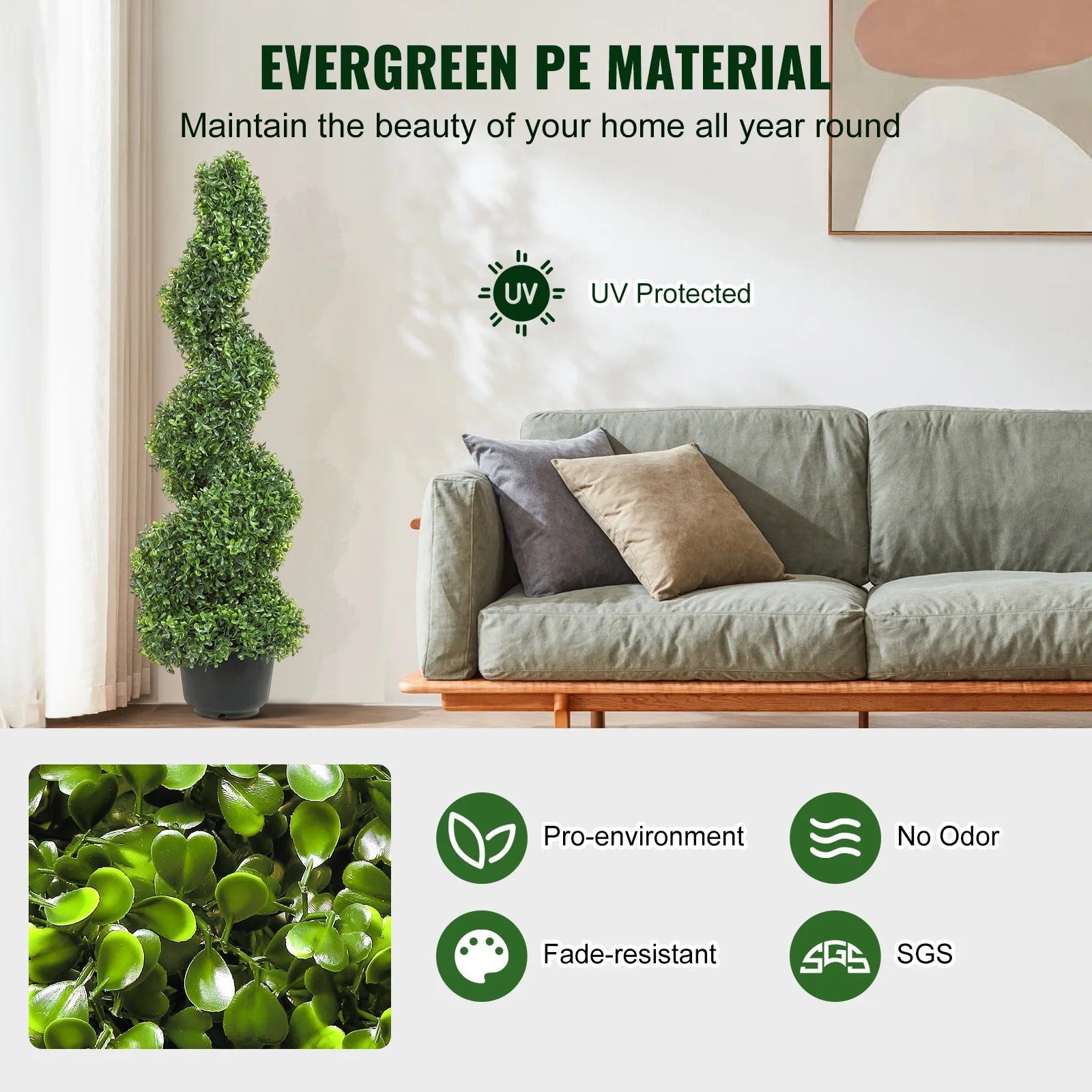 1/2pcs Artificial Boxwood Spiral Topiary Plant