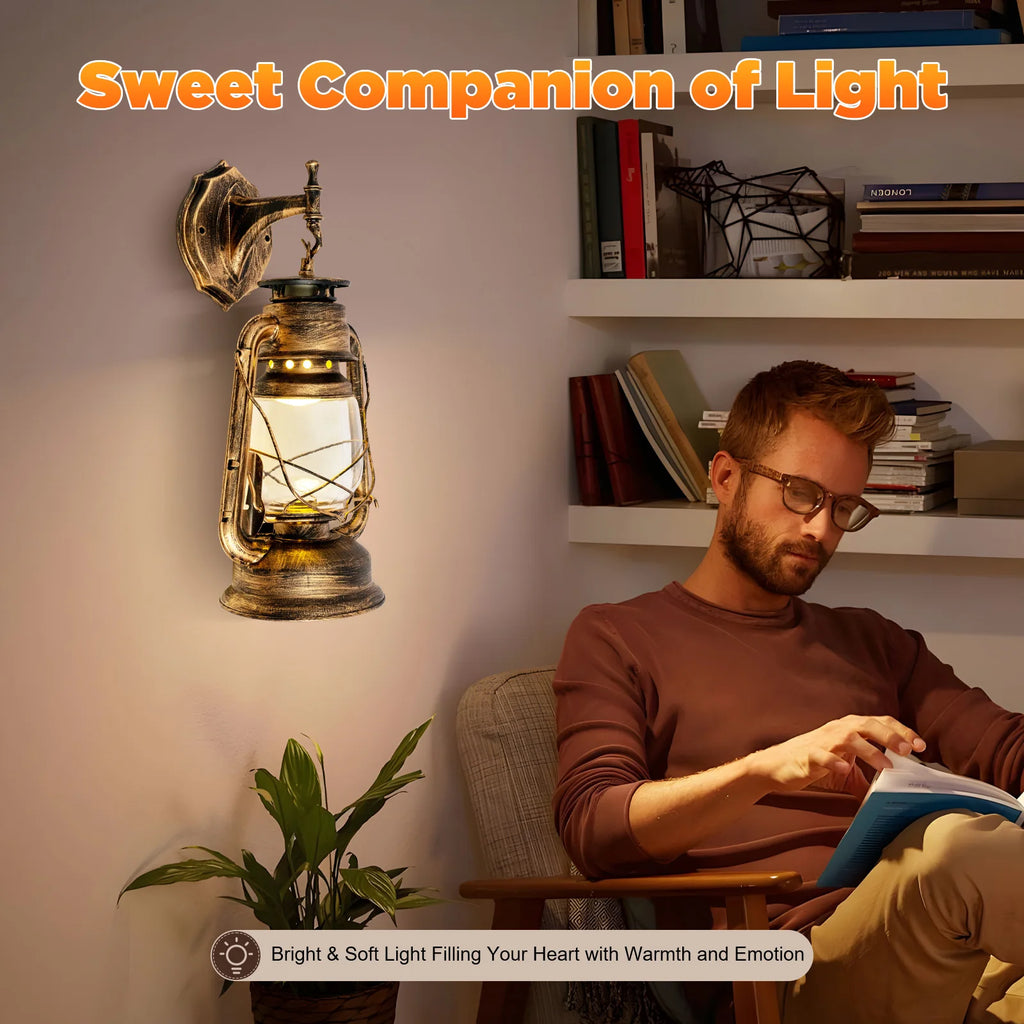 Retro ,Vintage ,Rustic Lantern  Wall Sconce Lamp