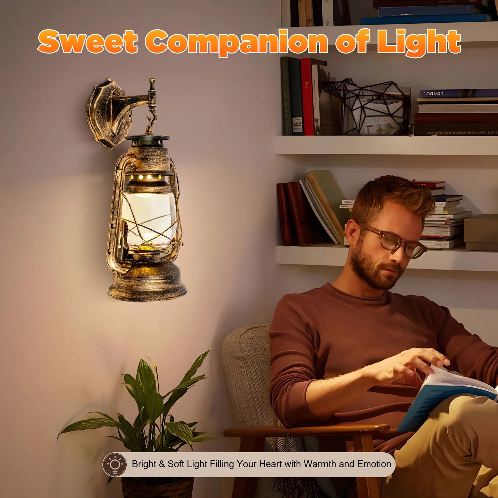 Retro ,Vintage ,Rustic Lantern  Wall Sconce Lamp