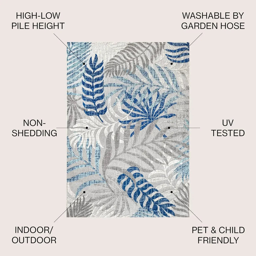 Tropics Palm Leaves Indoor Outdoor Area Rug