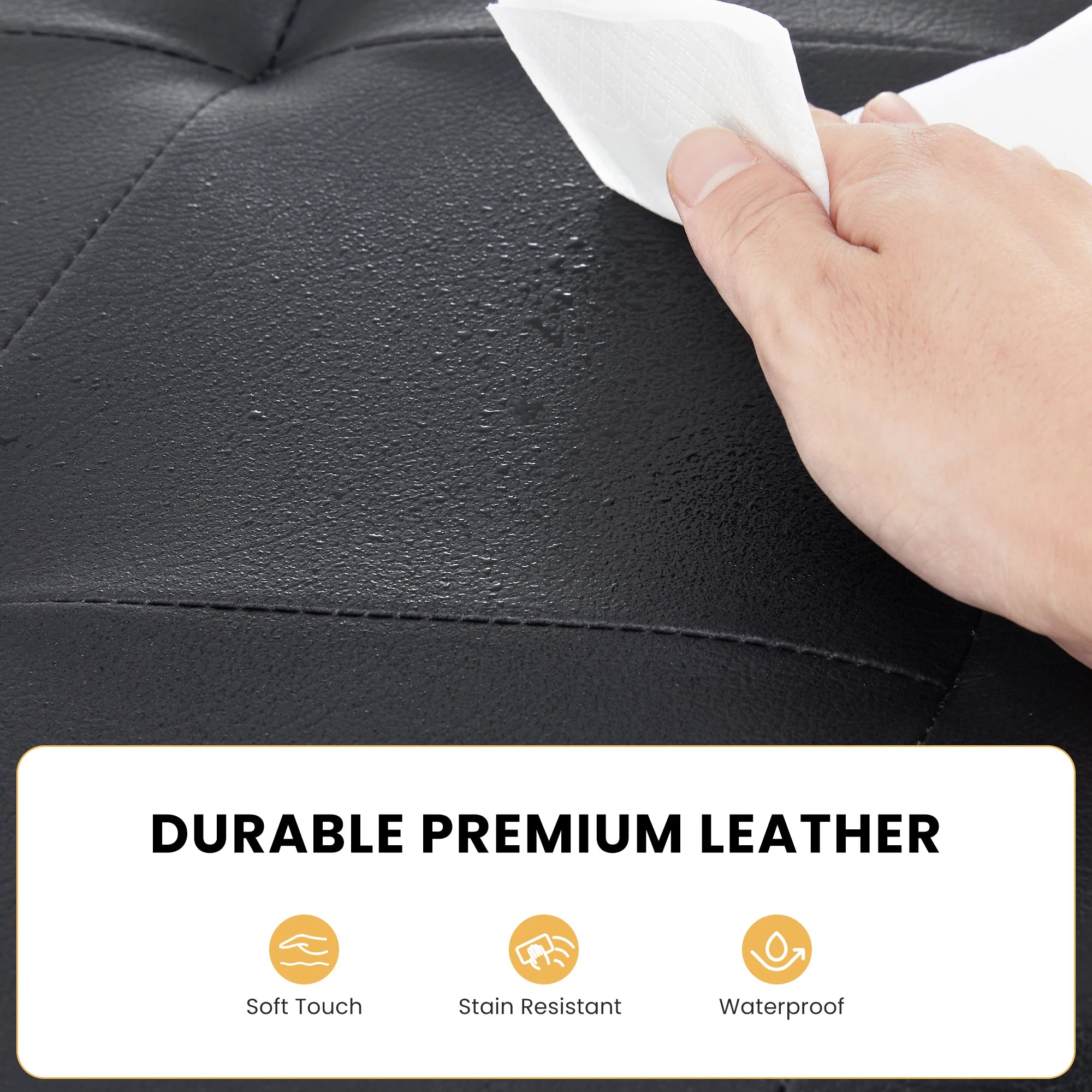 43 Inches Faux Leather Folding Ottoman Storage Footstool