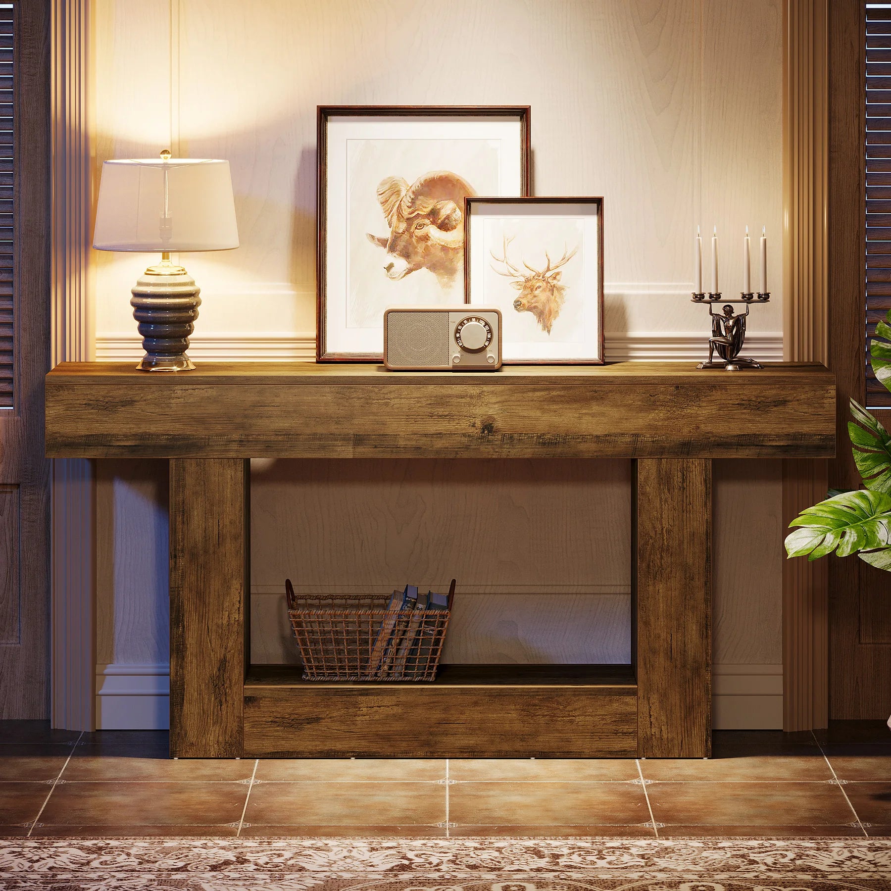 Console Table with U-Shaped Base,