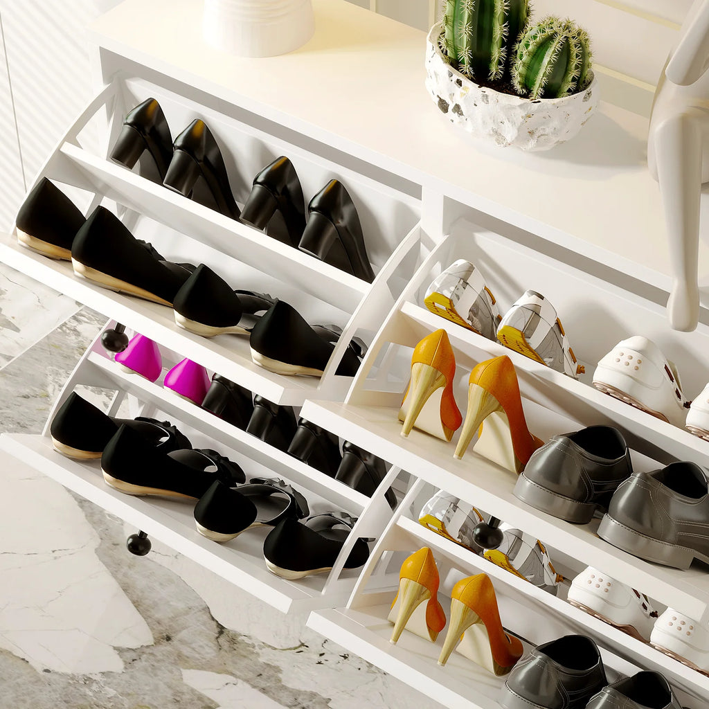 Freestanding Shoe Cabinet with Flip Drawers,