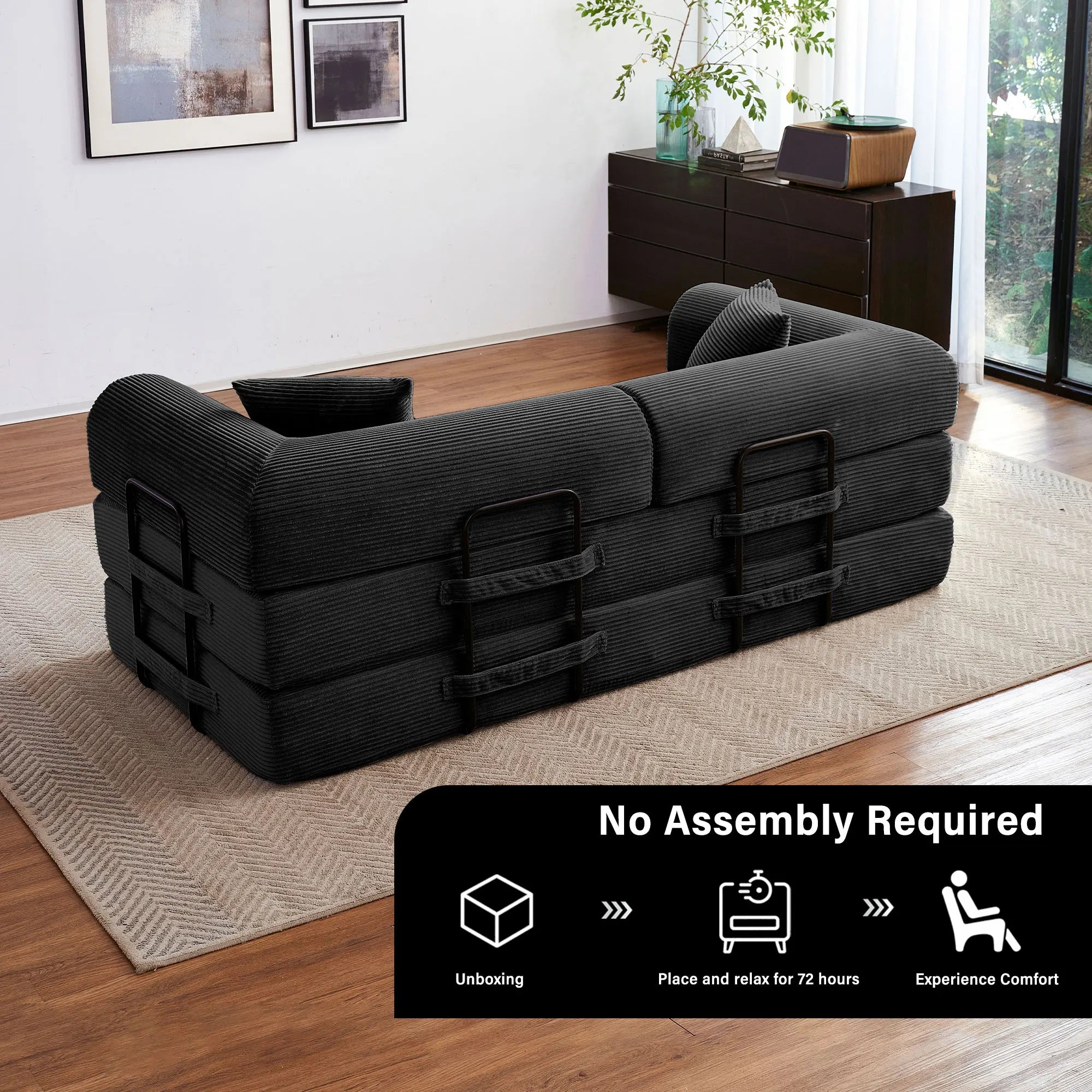 79''  Foldable Convertible Futon Sleeper Sofa Bed