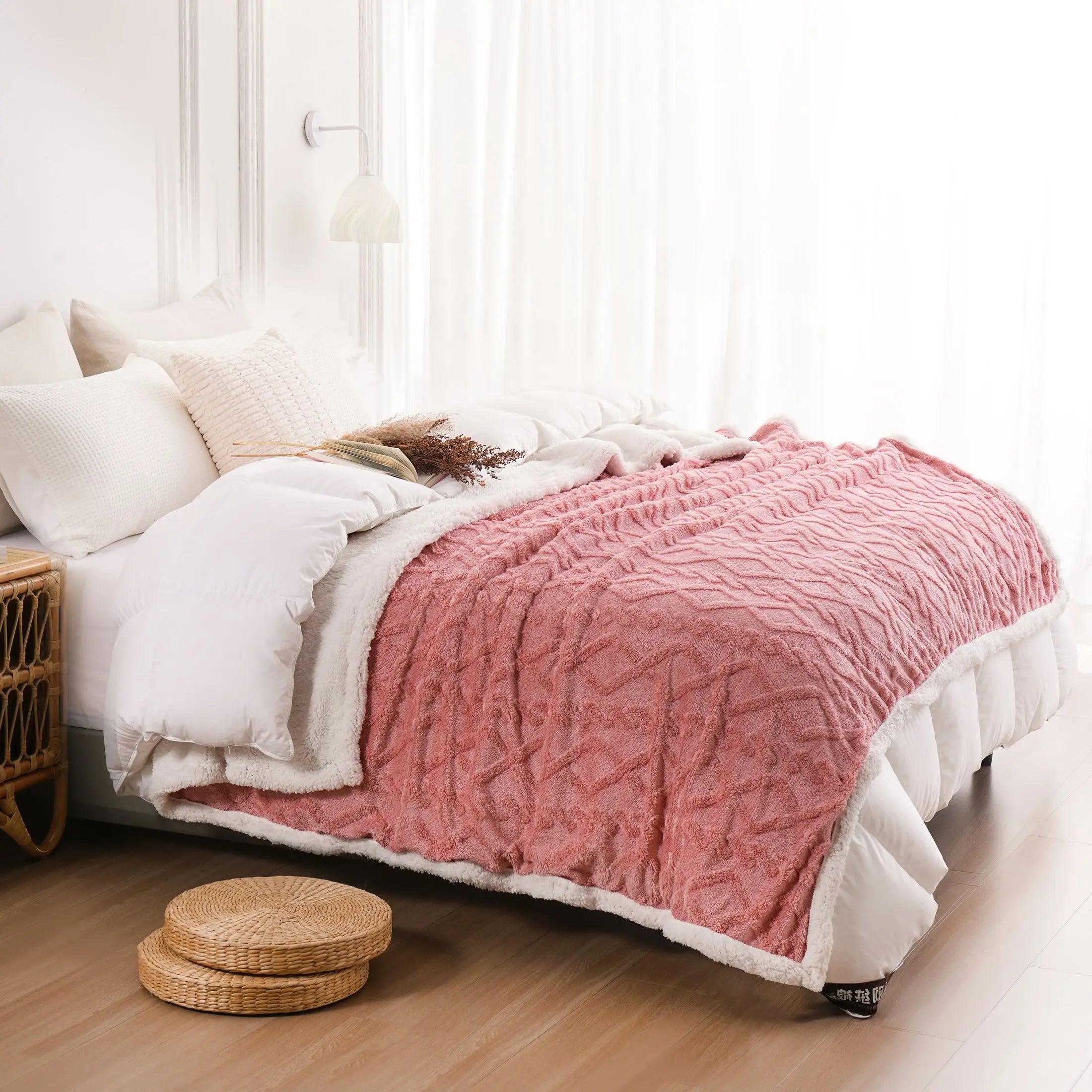 1pc Jacquard Sherpa Weighted Blanket  6llbs