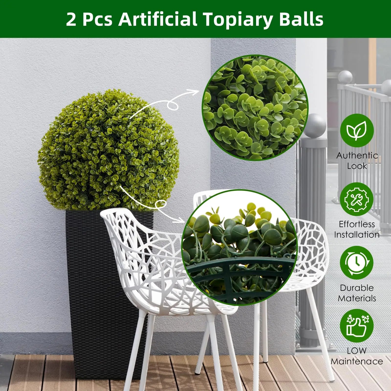 New Topiary Balls Artificial Outdoor Set of 2,