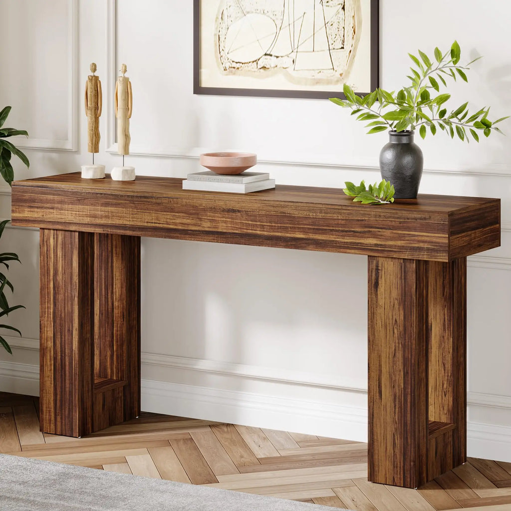 63-Inch Long Farmhouse Wooden  Console Table
