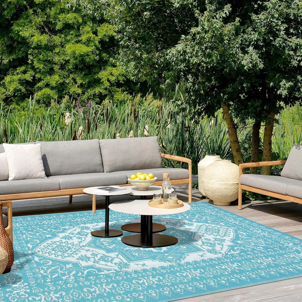 Reversible Waterproof Outdoor Patio Rug,