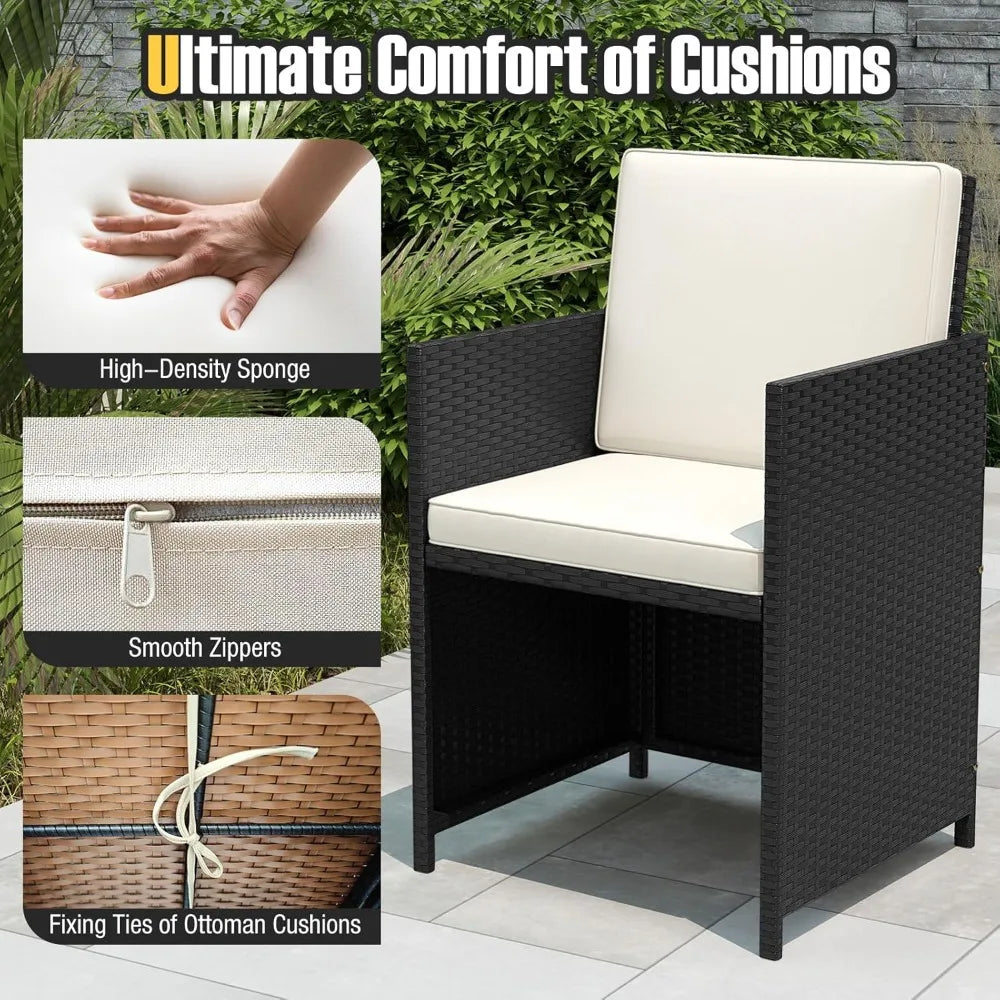 9 Piece Patio Dining Set, with Tempered Glass