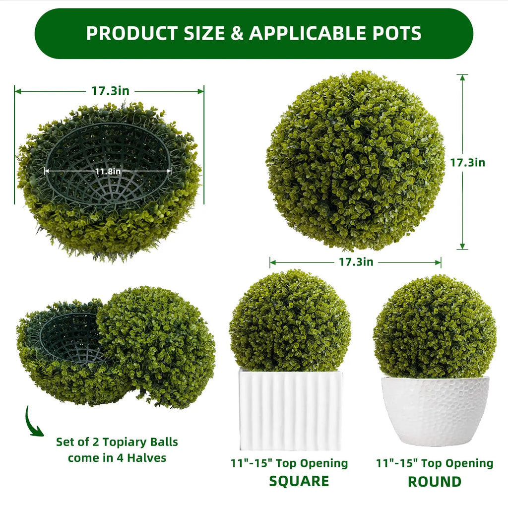 New Topiary Balls Artificial Outdoor Set of 2,