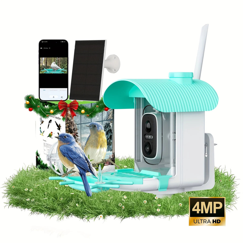 AI Smart Bird Feeder with Camera, Solar Powered,