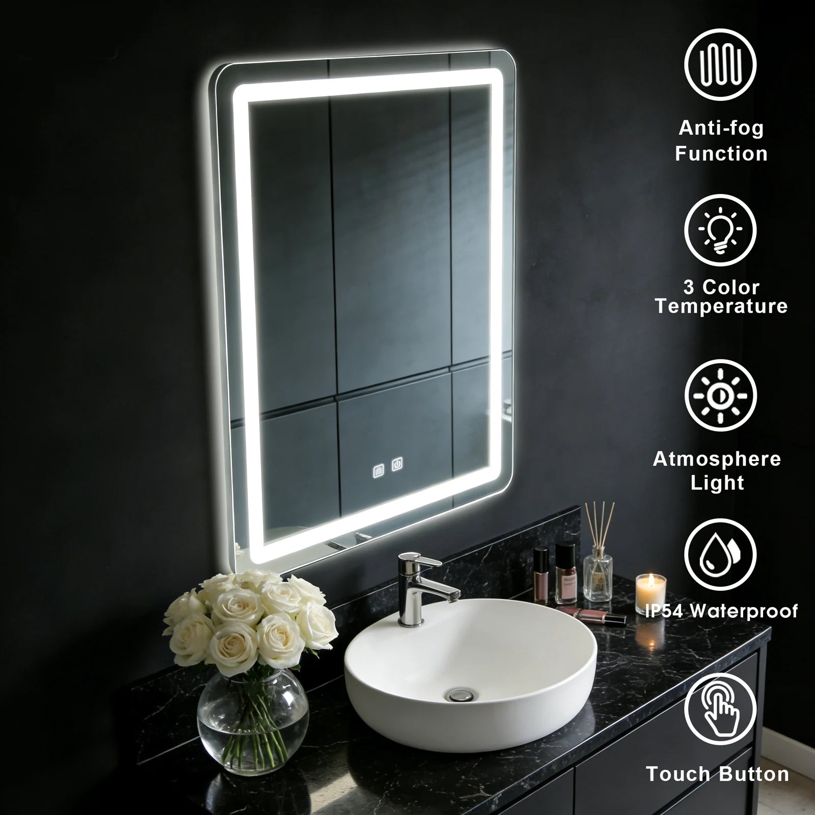 LED Bathroom Mirror Vanity Mirrors with Back lit Lights