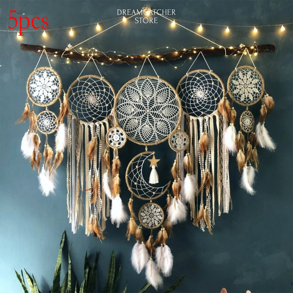 5-piece large Dream Catcher, handcrafted