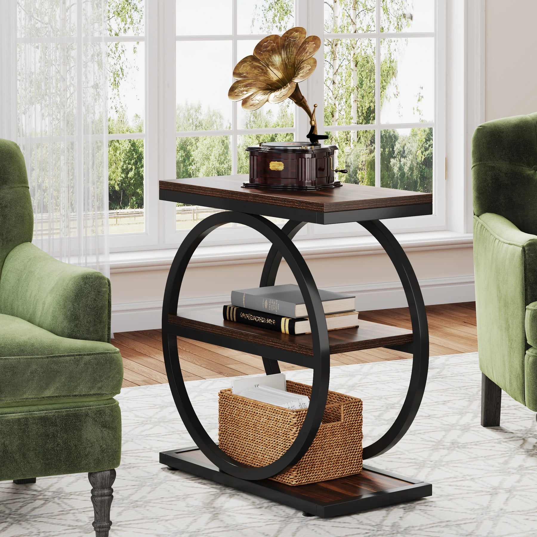 Industrial Metal and wooden Small Sofa Side Table