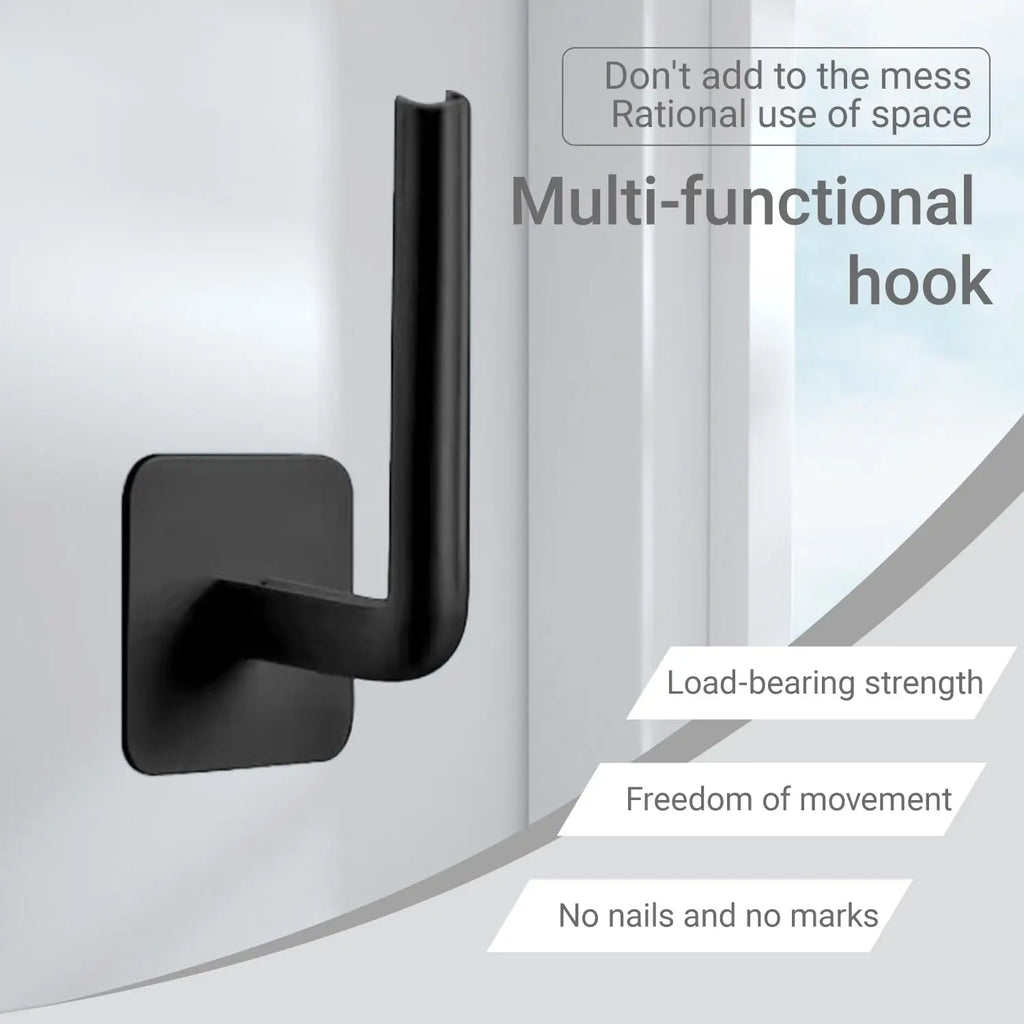 2 Pcs Black Adhesive Hooks