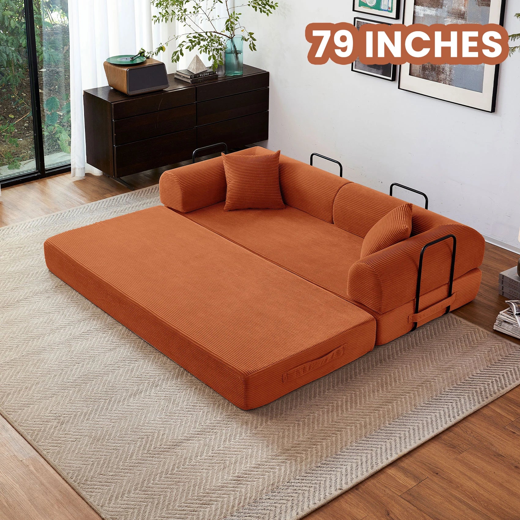 79''  Foldable Convertible Futon Sleeper Sofa Bed
