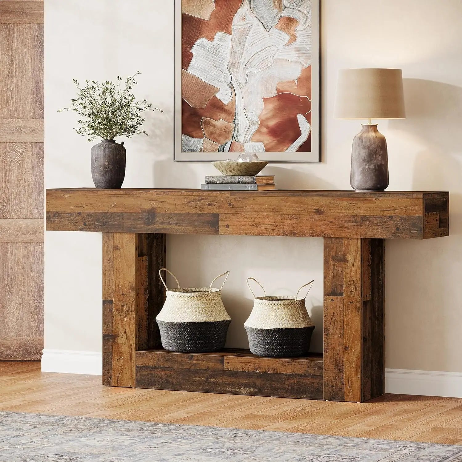 Console Table with U-Shaped Base,