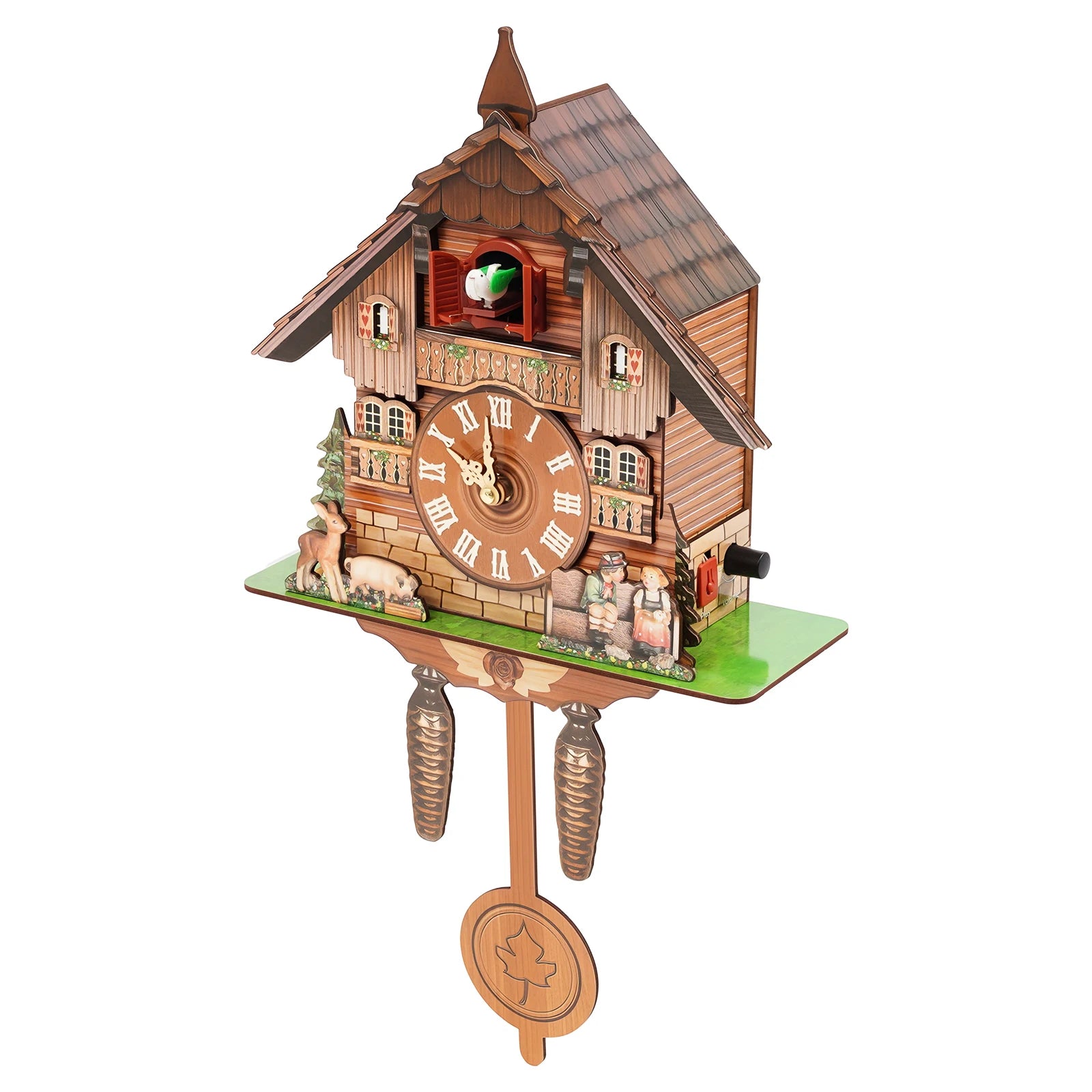 Vintage Cuckoo Wall Clock with Bird Chime,