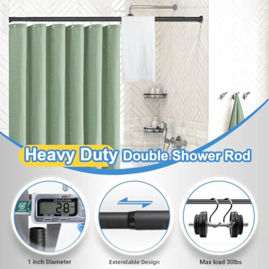 Elegant  Black Wall Mounted Double Shower Rods,