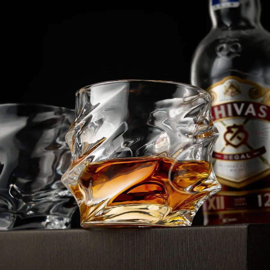 Set of 4 Hand Blown Crystal Whiskey Glasses