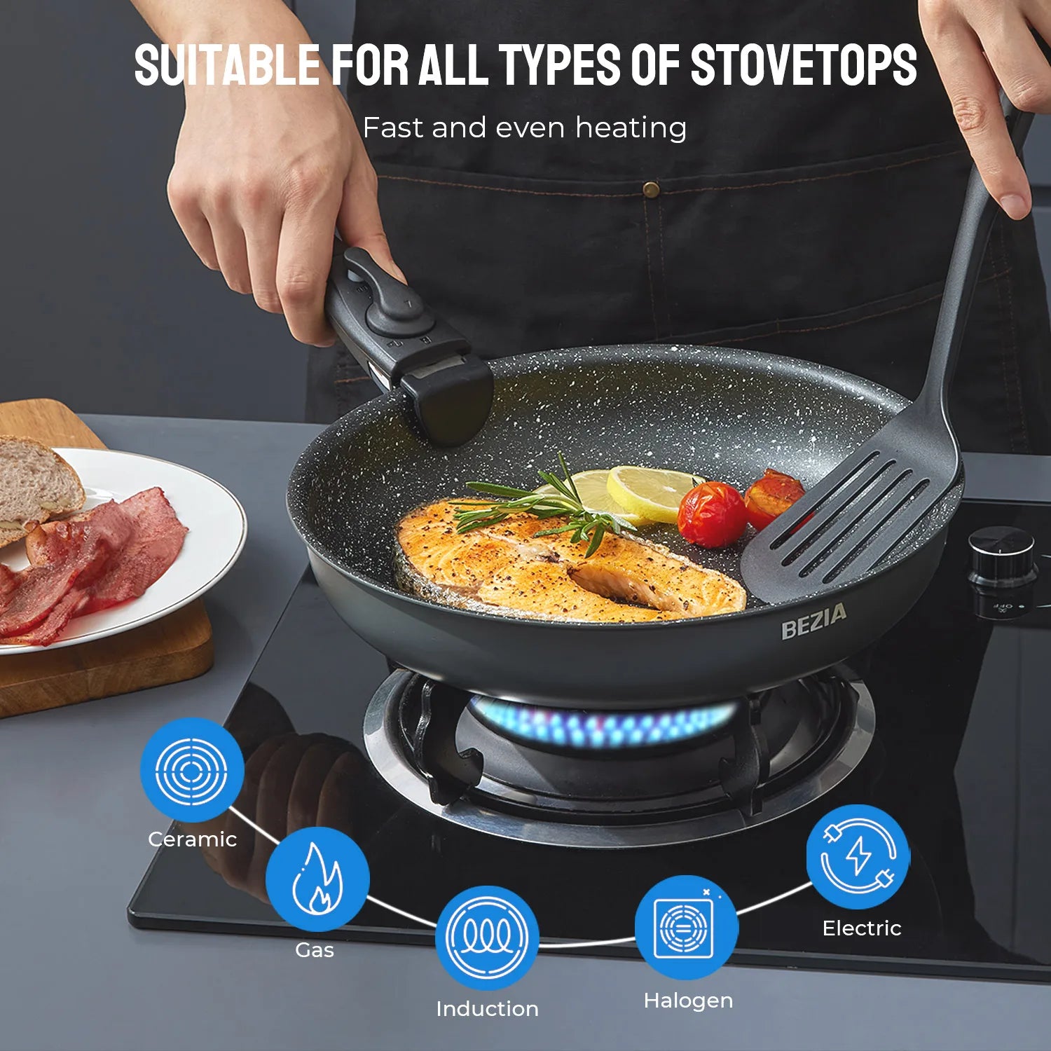 10 piece  nonstick Induction Cookware Set with Removable Handles,