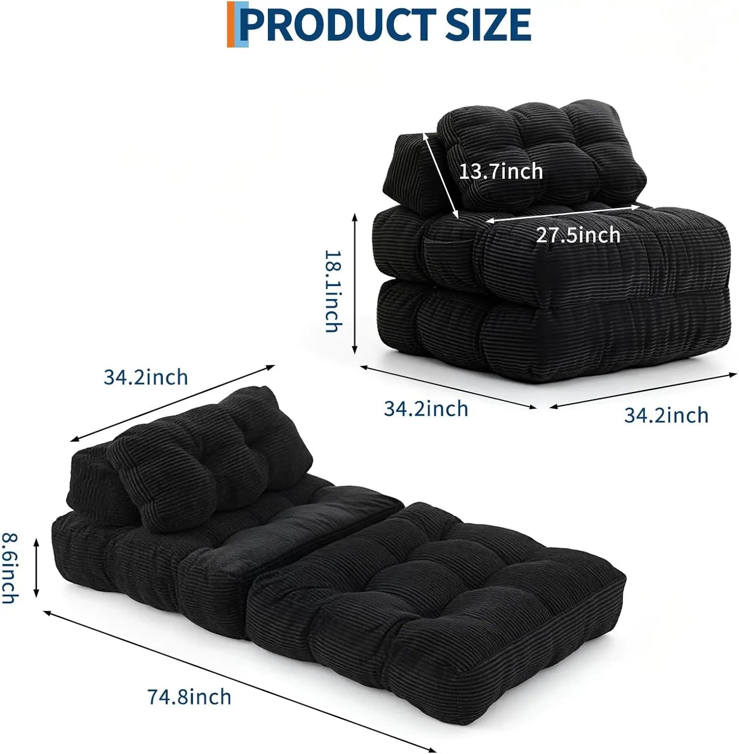 3-in-1  34" Folding Sofa Bed