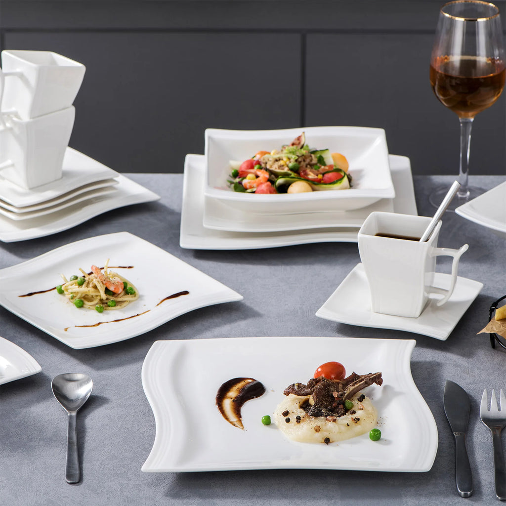30 Piece White Porcelain Dinner Set
