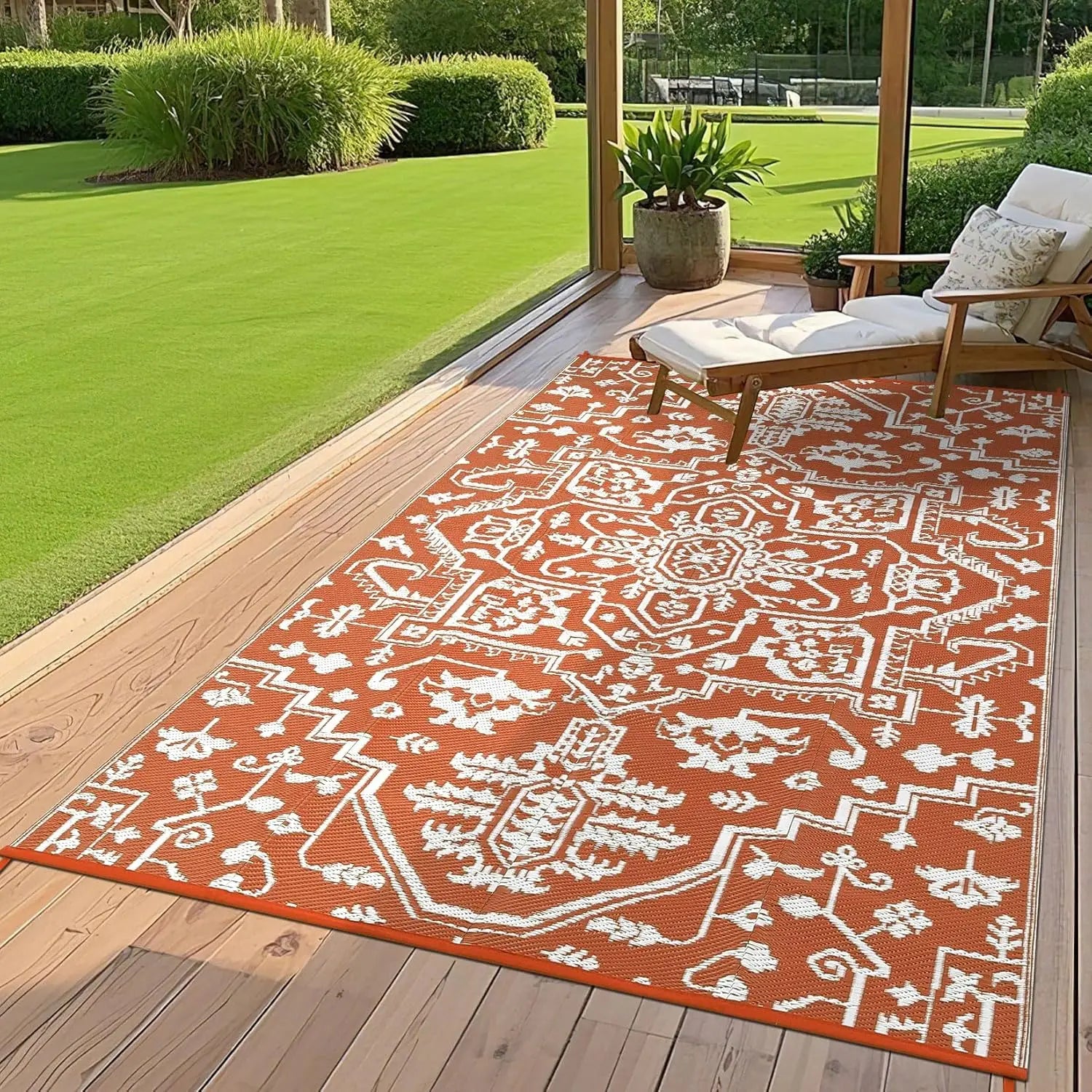 Waterproof Outdoor Area Rug Stain-Resistant
