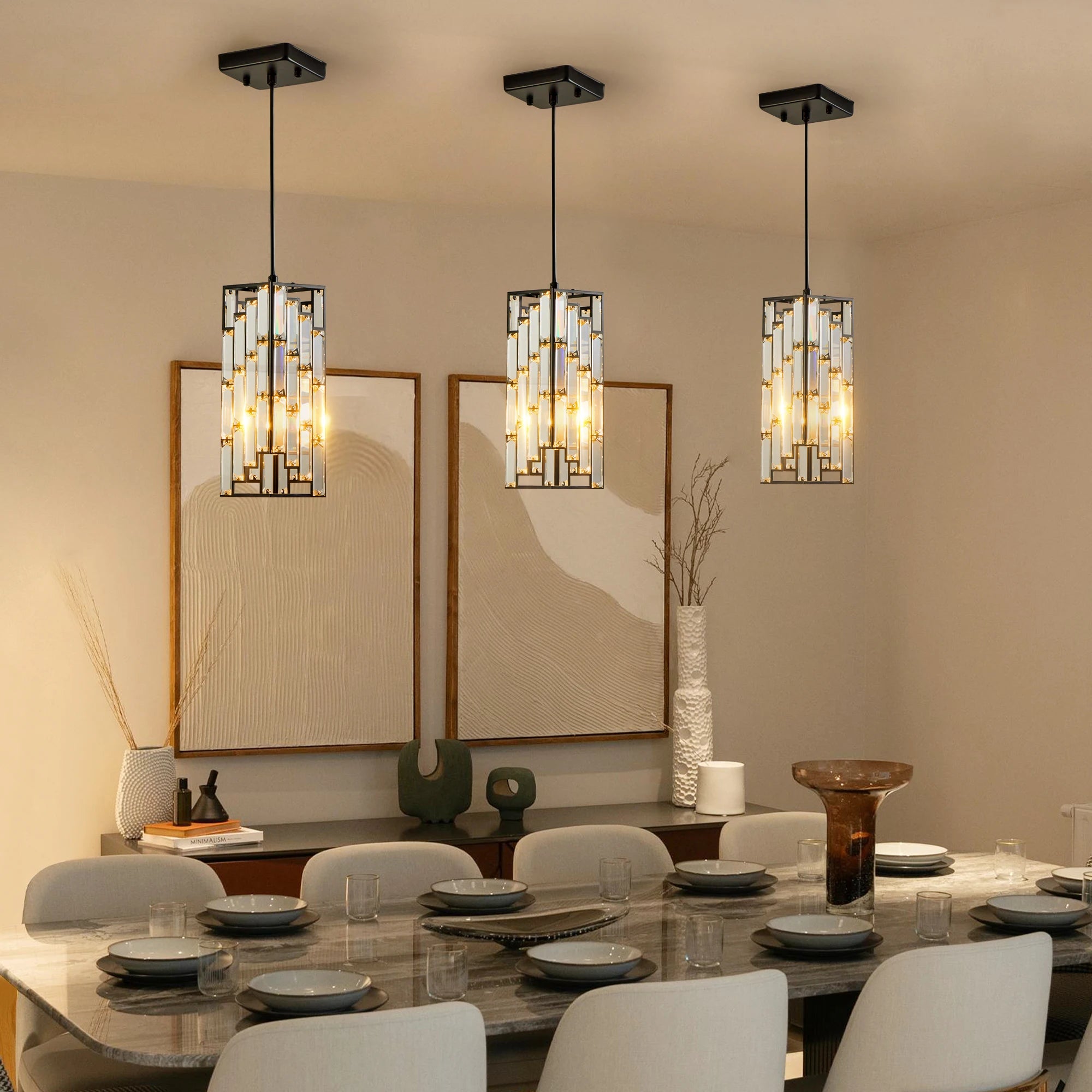 3-Pack Modern Luxury Crystal Pendant Light