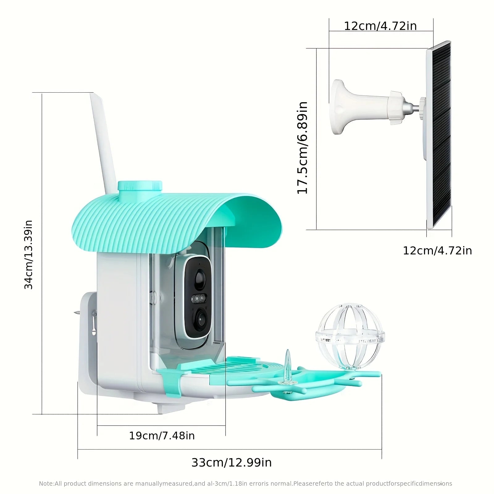 AI Smart Bird Feeder with Camera, Solar Powered,