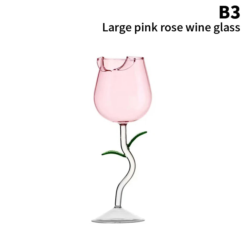 Rose-Shaped Red Wine Glasses