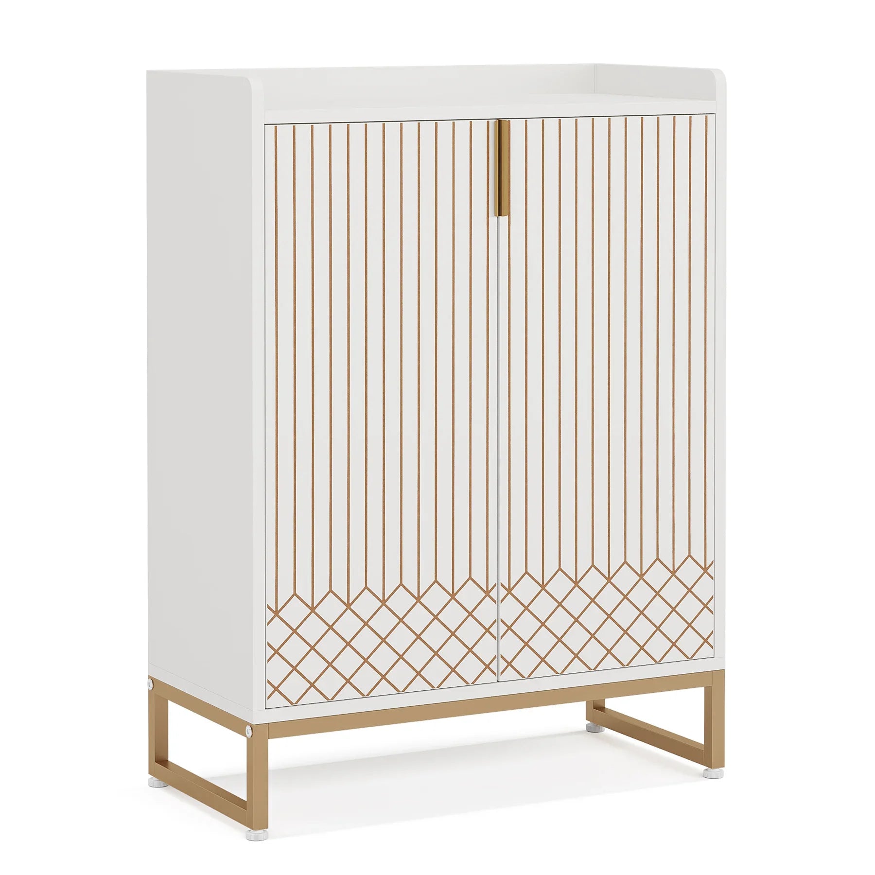 White  5-Tier Shoe Cabinets with Doors
