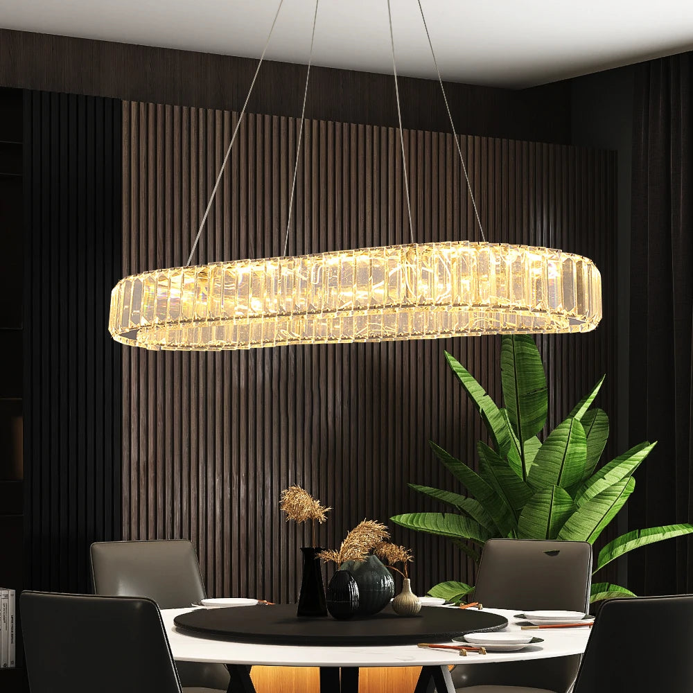 Modern Luxury Crystal Oval Design Led Chandelier