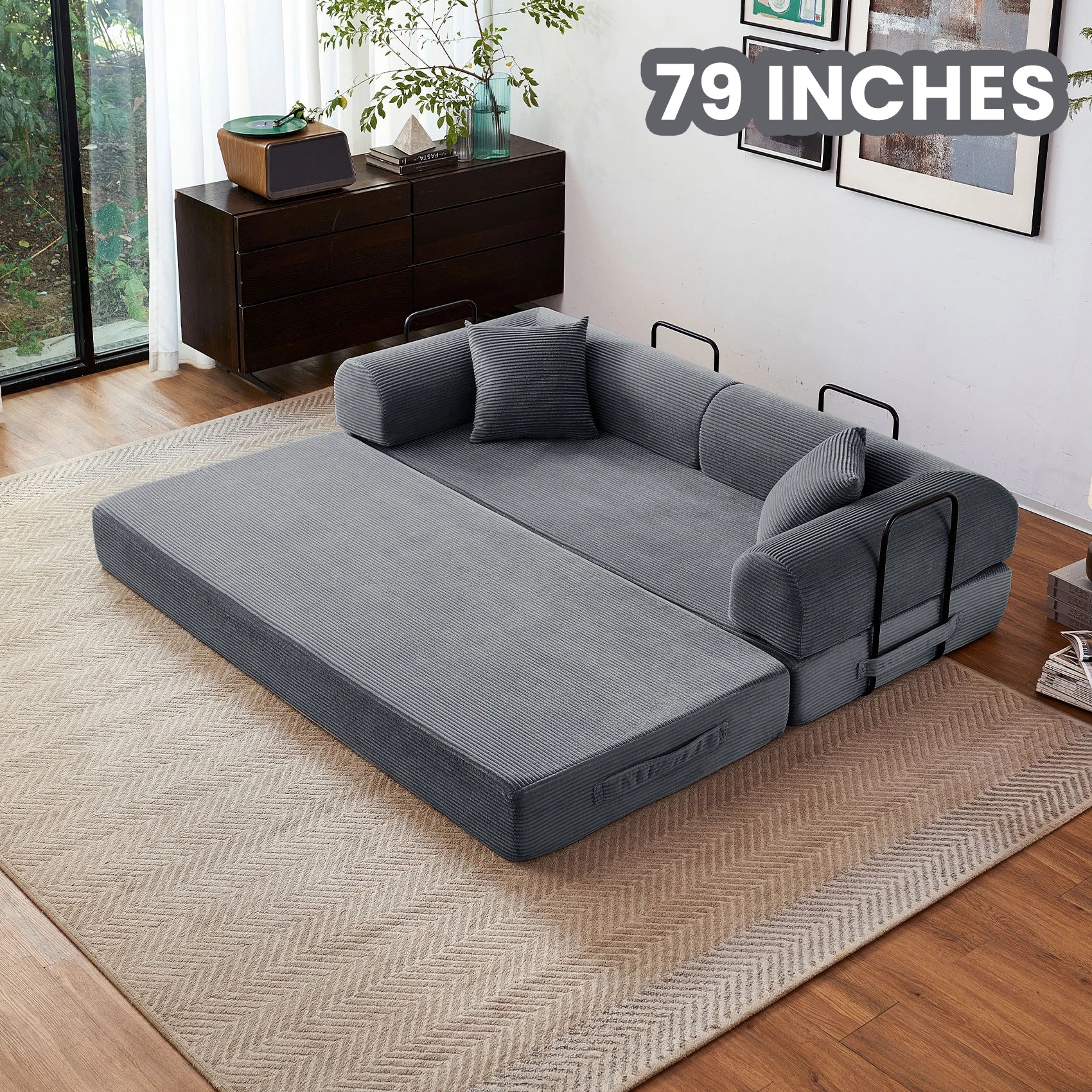 79''  Foldable Convertible Futon Sleeper Sofa Bed