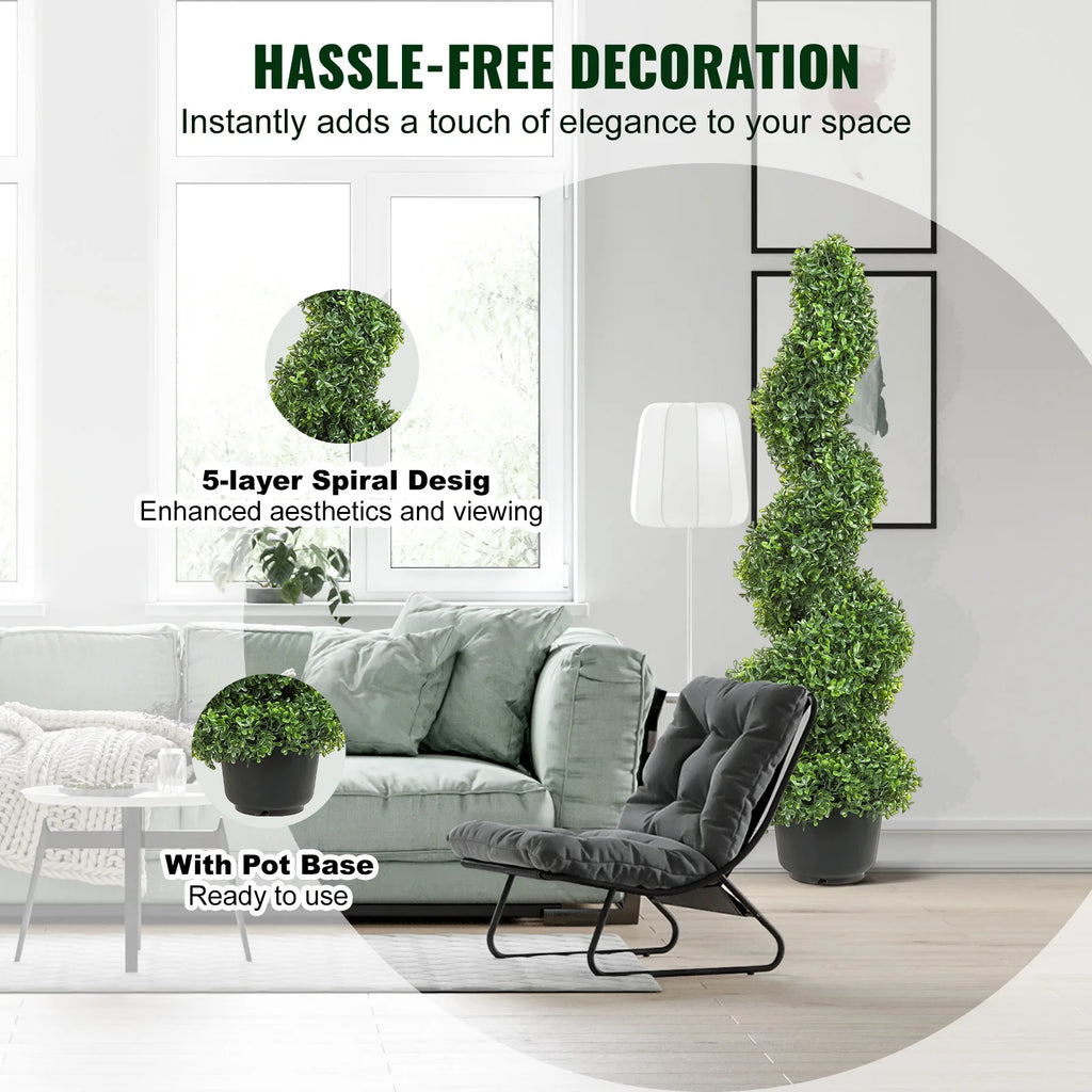 1/2pcs Artificial Boxwood Spiral Topiary Plant