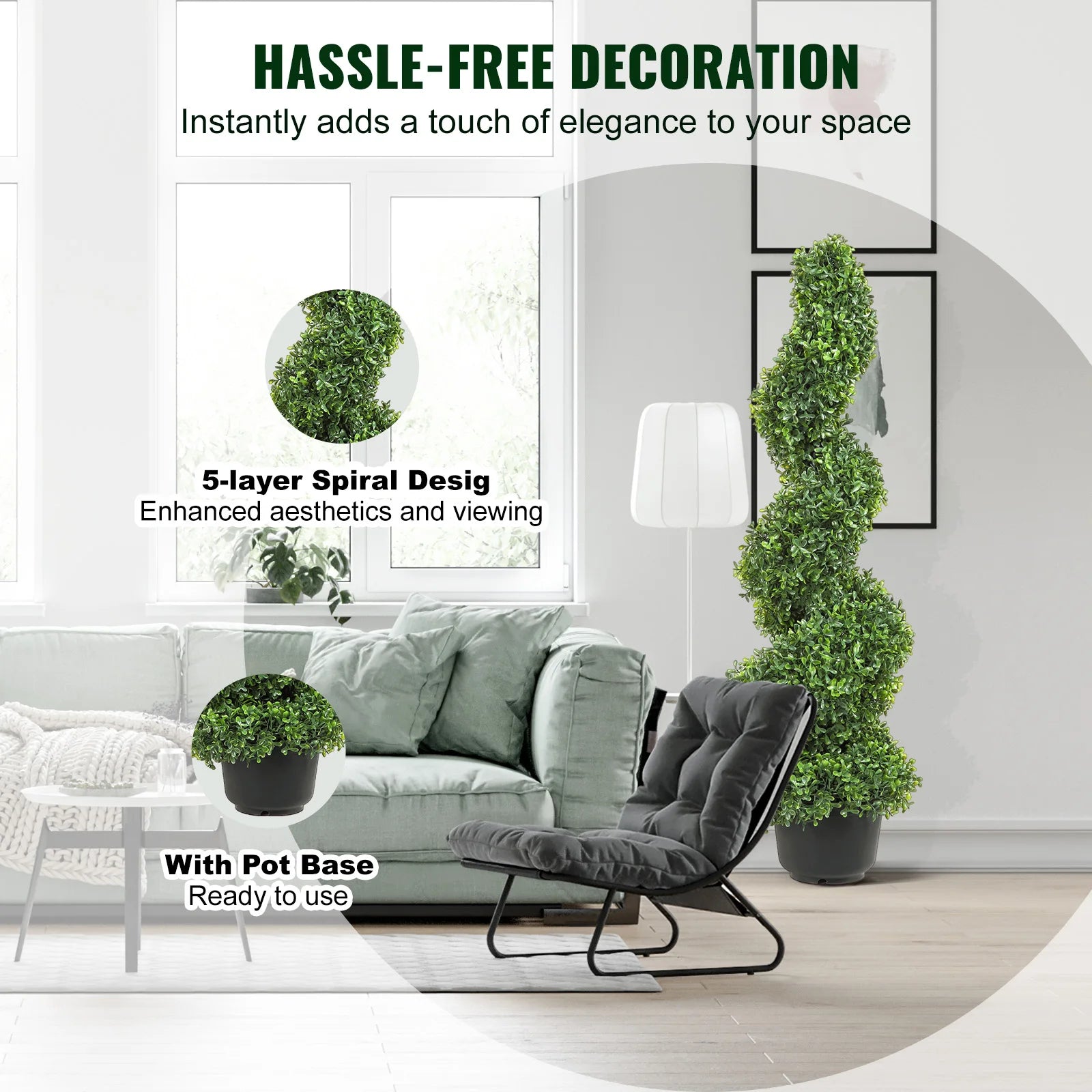 1/2pcs Artificial Boxwood Spiral Topiary Plant