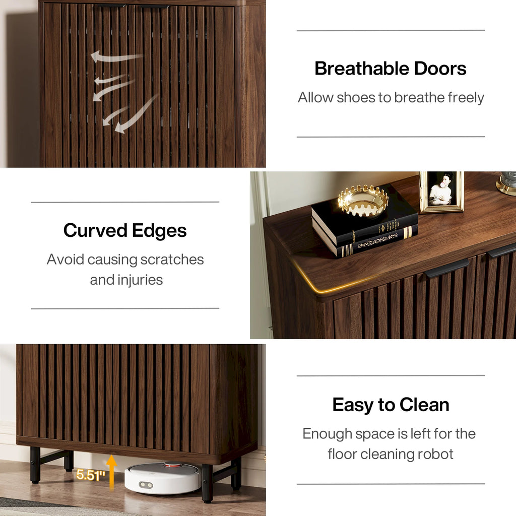 6-Tier Shoe Cabinet with Louvered Doors,