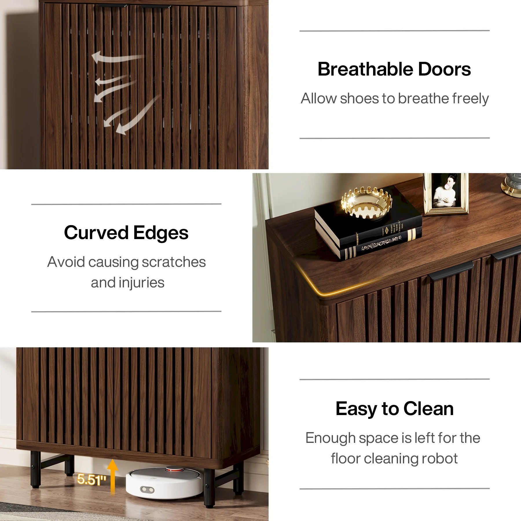 6-Tier Shoe Cabinet with Louvered Doors,