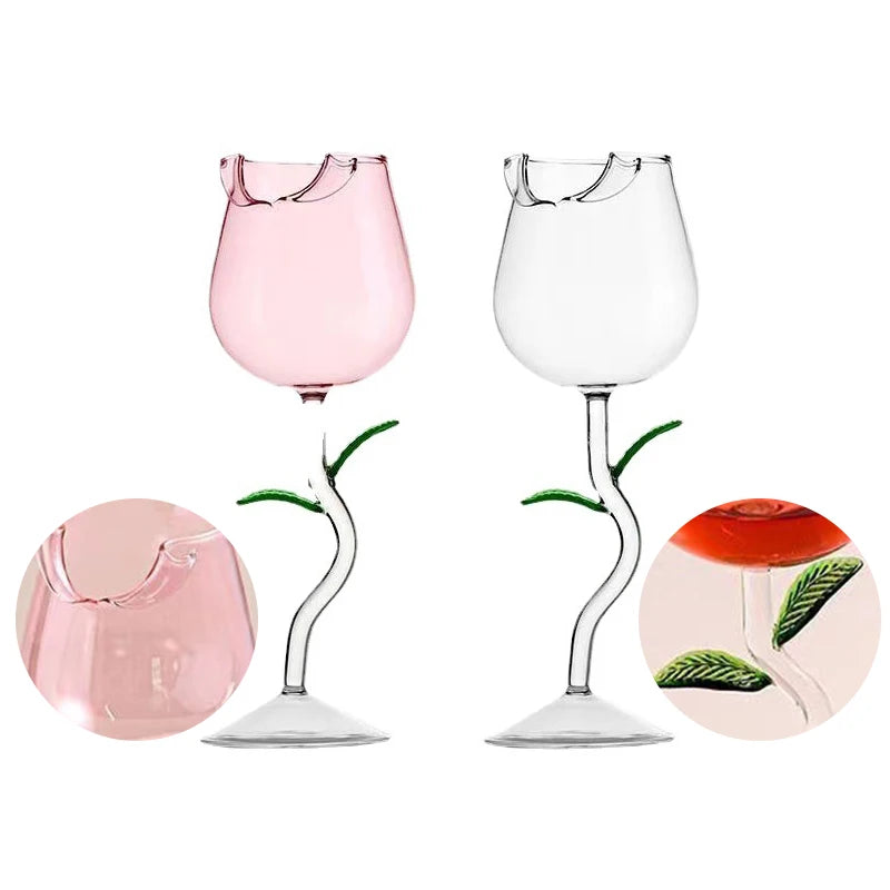 Rose-Shaped Red Wine Glasses
