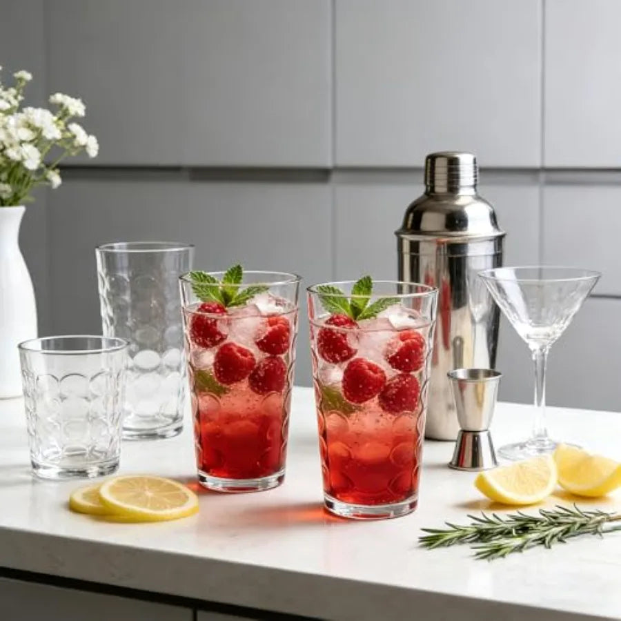 12 Pack Vintage Hobnail Highball 16 Oz Glass Cups