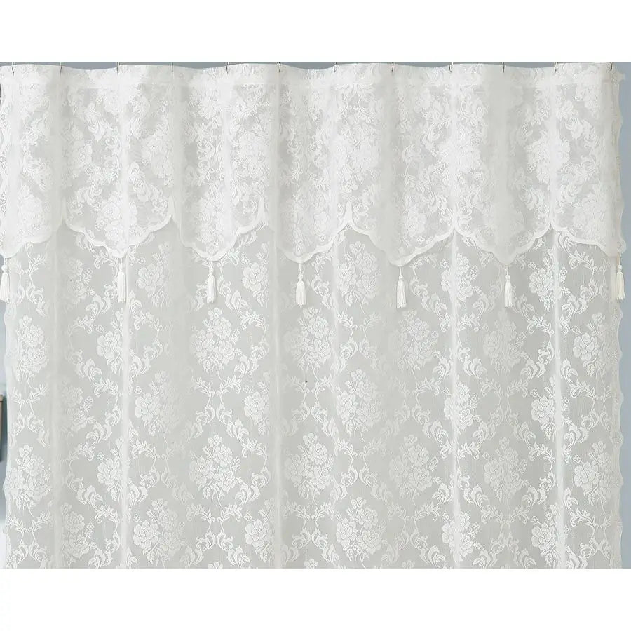 Ivory Shower Curtain with Attached Valance