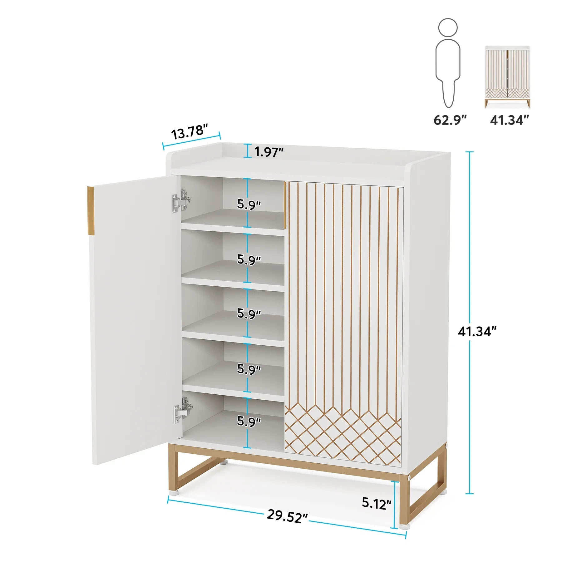 White  5-Tier Shoe Cabinets with Doors