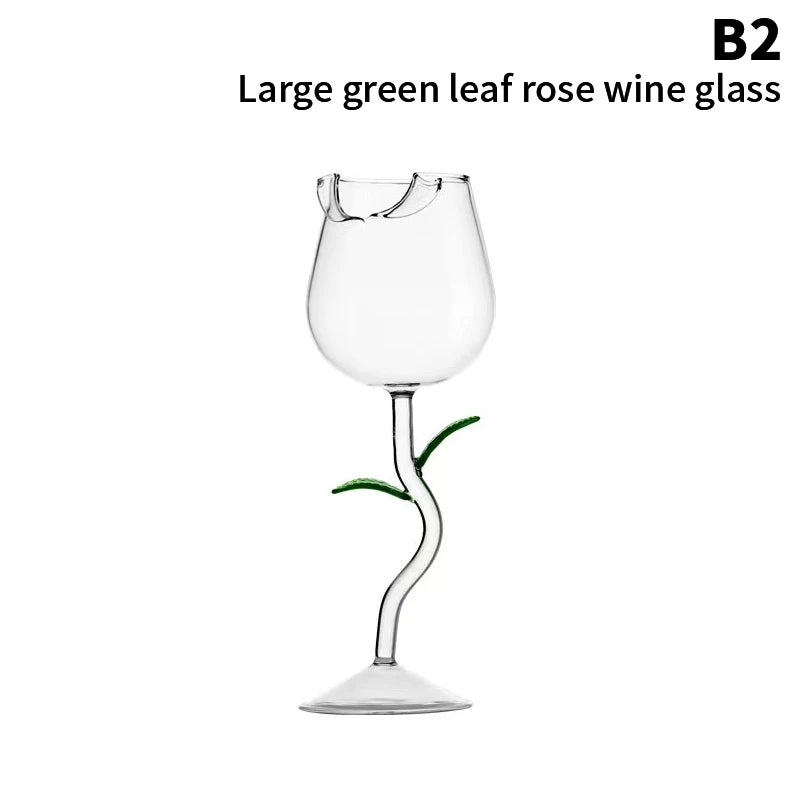 Rose-Shaped Red Wine Glasses