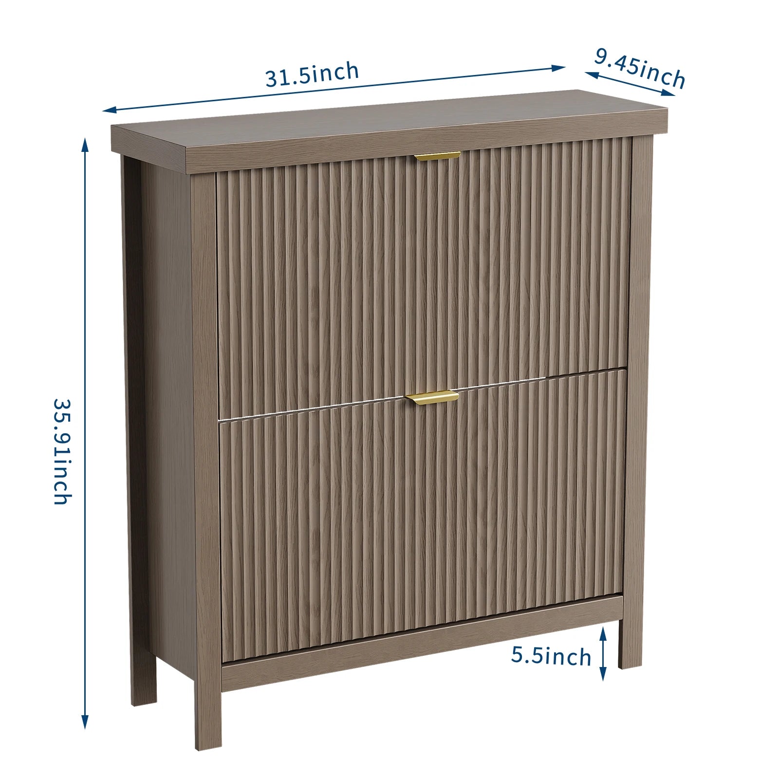 Fluted Shoe Cabinet with 2 Flip Drawers for Entryway,