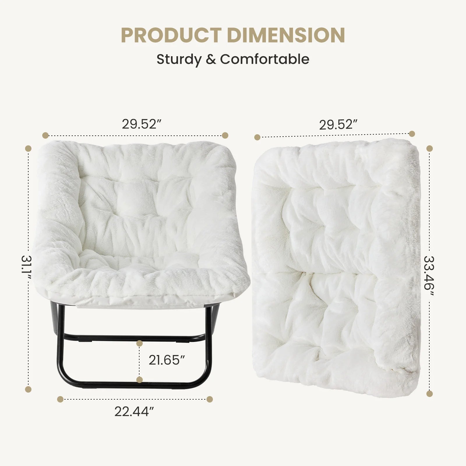 Soft Faux Fur Large Size Folding Lounge Chair