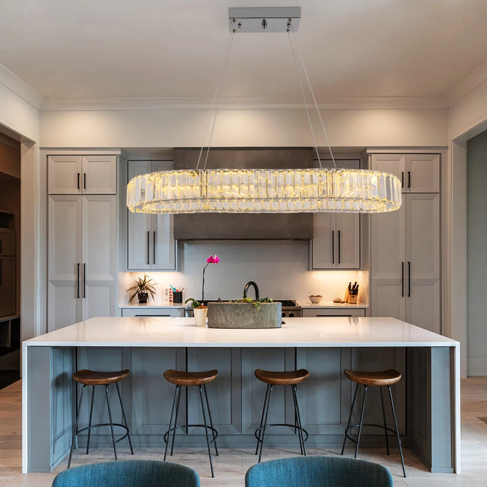 Modern Luxury Crystal Oval Design Led Chandelier