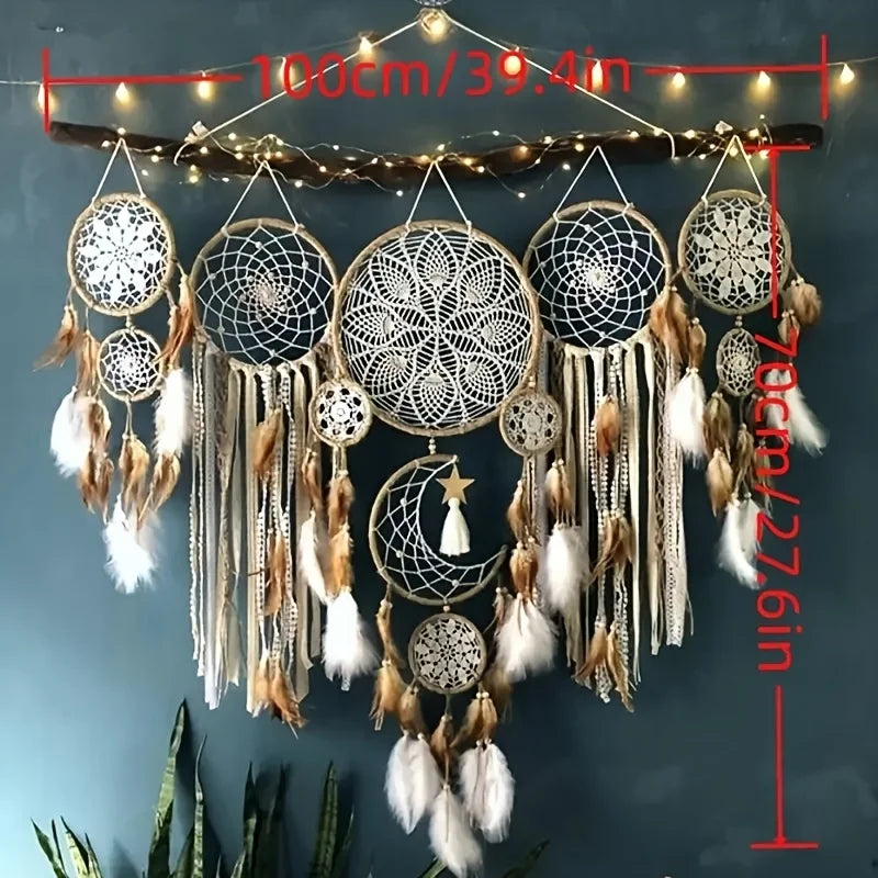 5-piece large Dream Catcher, handcrafted